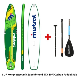 Mistral Adventurist Air SUP aufblasbar KOMPLETTSET mit STX 80% Carbonpaddel 3tlg