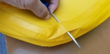 Repair of leaky seam at side or edge at Tip or Tail of SUP