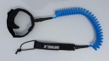 Coiled SUP leash line for knee or ankle blue